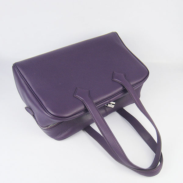 Best Replica Hermes Victoria Cowskin Leather Bag Purple H2802 - Click Image to Close